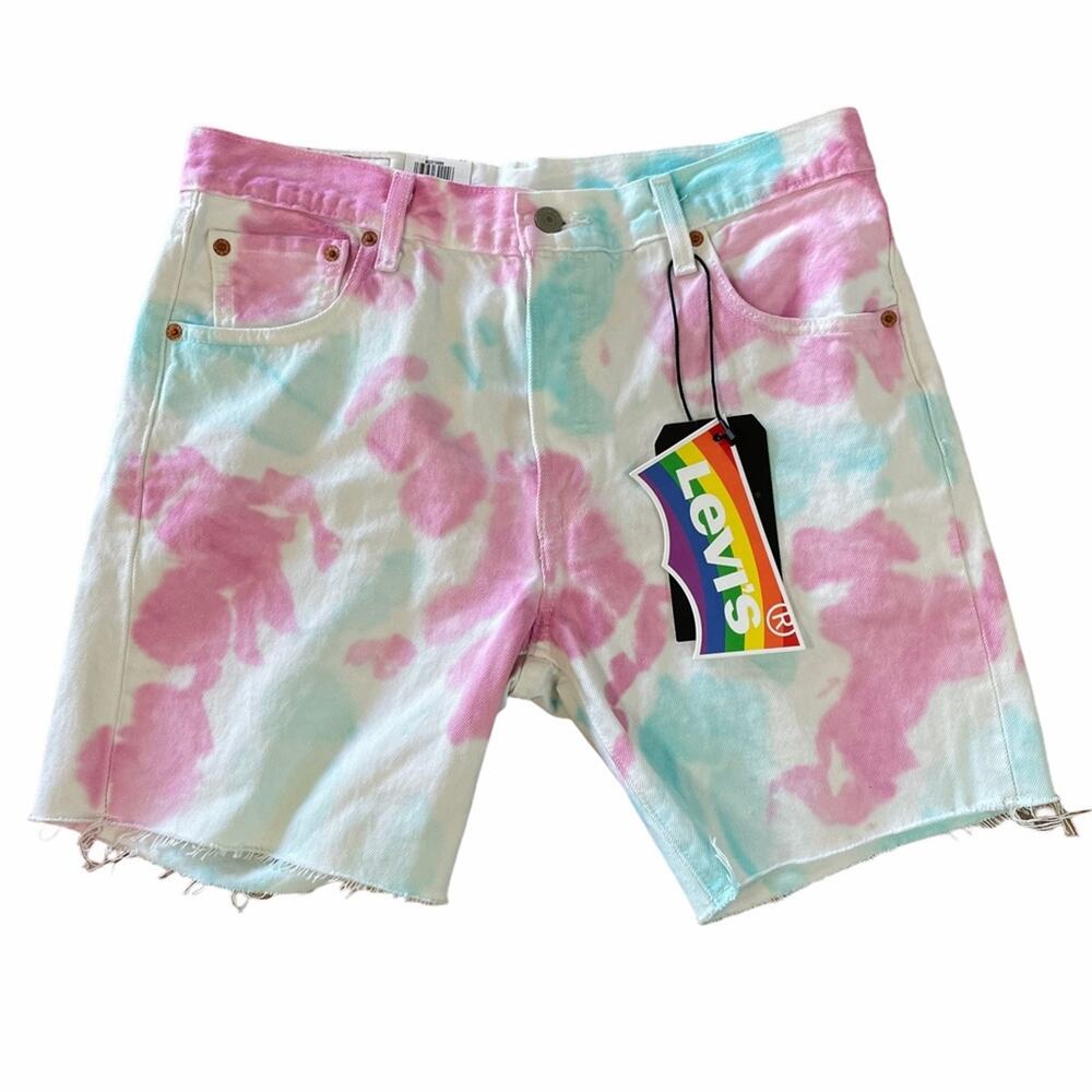 Levi’s 501 ‘93 cut off denim tie dye shorts 7” PRIDE LGBTQ+ NWT 30